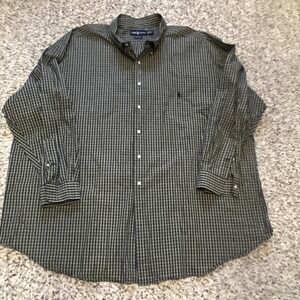 Ralph Lauren Men's 4XL Big Tall Long Sleeve Flesh Pony Blue Beige Green Plaid